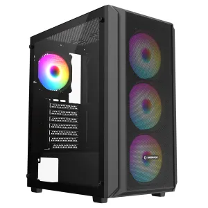 RAMPAGE BETA MESH 650W 80+ 4X12cm  ARGB FAN TEMPERLI CAMLI SIYAH GAMING KASA