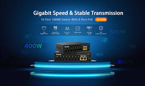 Tenda SG110PC 10 Port 8 Port Poe+ 10/100/1000 Mbps + 2 Port Uplink Switch Çelik Kasa Rack Mount