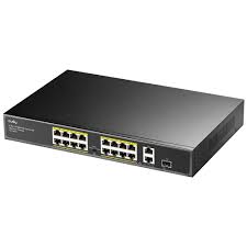 16 PORT CUDY FS1018PS1  10/100Mbps  16 Port PoE+ 200W 2xGigabit Uplink+1Port SFP Yönetilemez Metal Kasa Switch