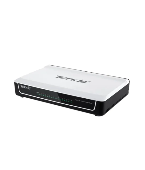 TENDA S16 16 PORT DESTOP 10/100Mbps PLASTIK SİYAH/BEYAZ YONETILEMEZ SWICH