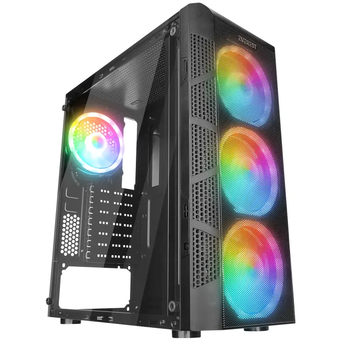 EVEREST CREST V1 MESH TEMPERLI CAMLI 4X12CM AUTO RGB FAN OYUNCU KASASI PSU YOK