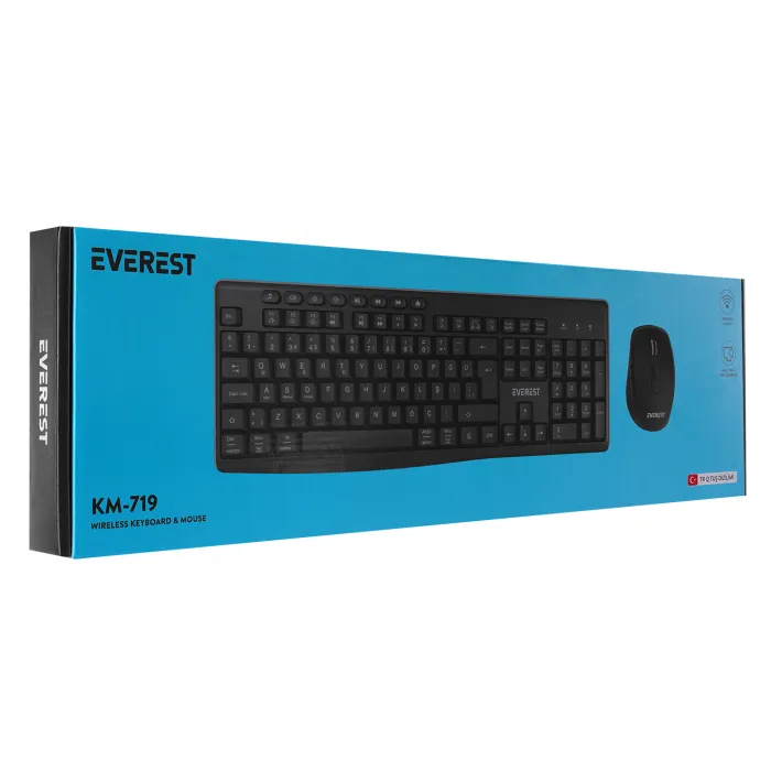 Q EVEREST KM-719 SIYAH KABLOSUZ  KABLOSUZ KLAVYE MOUSE SET