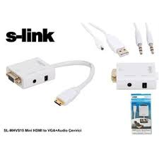 S-LINK SL-MHVS15  MINI HDMI TO HDMI VGA+AUDIO CEVİRİCİ
