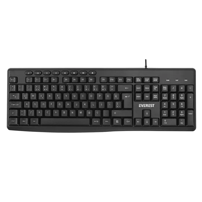 Q EVEREST KB-619 SIYAH GRI USB 2MT BAKIR KABLOLU MULTIMEDYA KLAVYE