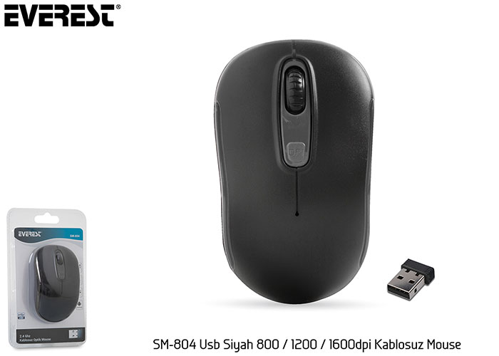 EVEREST SM-804 USB SIYAH 800/1200/1600DPI KABLOSUZ MOUSE