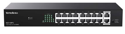 Tenda SG118PC 16 Port  Poe+ 10/100/1000Mbps + 2 Port  Uplink 167W Switch Çelik Kasa Rack Mount